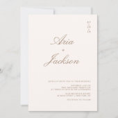 Boho Taupe Calligraphy Modern QR Code Wedding Einladung (Vorderseite)