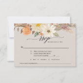BOHO Taupe Earthy Fall Floral Pampas Grass Wedding RSVP Karte (Vorderseite)