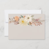 BOHO Taupe Earthy Fall Floral Pampas Grass Wedding RSVP Karte (Rückseite)