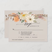 BOHO Taupe Earthy Fall Floral Pampas Grass Wedding RSVP Karte (Vorne/Hinten)