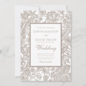 Boho Taupe Fall Line Wildblume Einladung (Vorderseite)