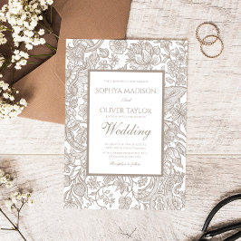 Boho Taupe Fall Line Wildblume Einladung