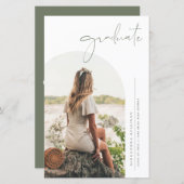 Boho Taupe Green Minimalistisch Arch Foto Abschlus (Vorne/Hinten)