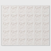 Boho Taupe Script Typografie Girl Baby Shower Geschenkpapier (Flach)