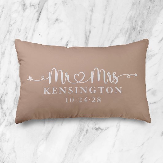 Boho Taupe Script Typografie Personalisiert Mr. Mr Dekokissen