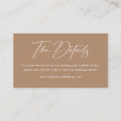 Boho Taupe Wedding Details Begleitkarte (Vorderseite)