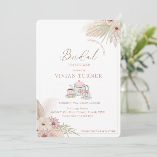 Boho Tea Party Einladung (Stehend Vorderseite)