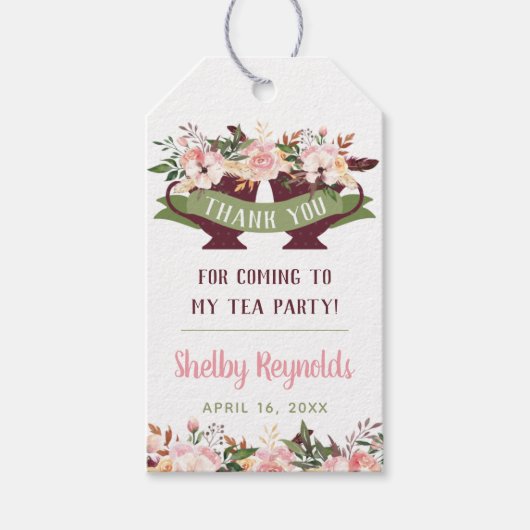 Boho Tea Party Vielen Dank für Ihre Unterstützung Geschenkanhänger (Vorderseite)