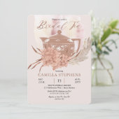 Boho Teapot | Hydrangeas | Pampas Grass Bridal Tee Einladung (Stehend Vorderseite)
