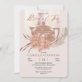 Boho Teapot | Hydrangeas | Pampas Grass Bridal Tee Einladung (Vorderseite)