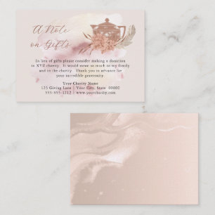 Boho Teapot Hydrangeas Spende anstelle von Geschen Begleitkarte