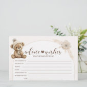 Boho tedbear baby Dusche Eltern Ratschläge Wünsche Briefpapier (Stehend Vorderseite)