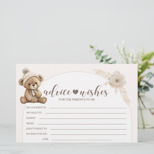 Boho tedbear baby Dusche Eltern Ratschläge Wünsche Briefpapier (Stehend Vorderseite)