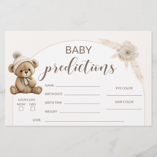 Boho teddy Bär Baby Dusche Vorhersagen Briefpapier (Vorderseite)