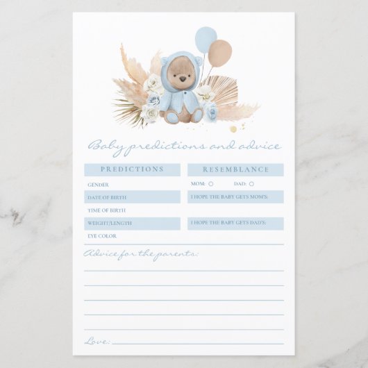 Boho Teddy Bären Vorhersagen und Advice Card Game (Vorderseite)