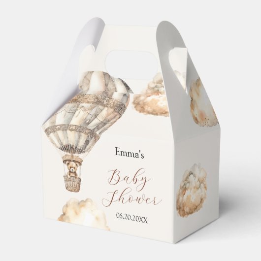 Boho Teddy Bear Air Ballloon Sky Clouds Gefallen B Geschenkschachtel (Vorderseite)