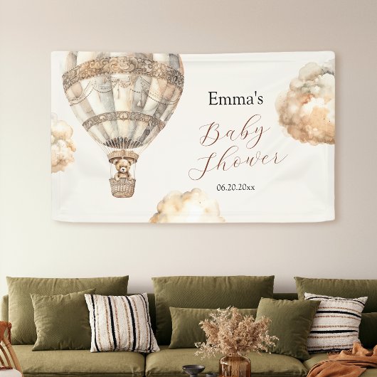 Boho Teddy Bear Air Ballon Wolken Baby Dusche Banner