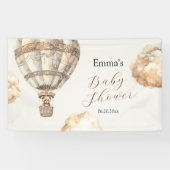 Boho Teddy Bear Air Ballon Wolken Baby Dusche Banner (Horizontal)