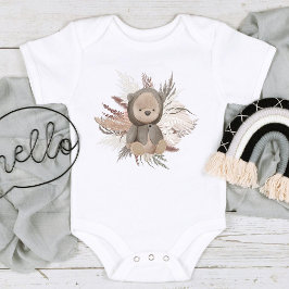 Boho Teddy Bear Baby Bodysuit Baby Strampler
