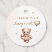 Boho Teddy bear baby Dusche danke Geschenkanhänger (Rückseite)