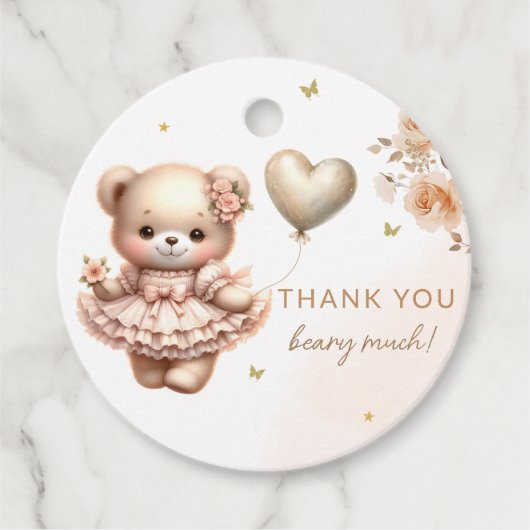 Boho Teddy bear baby Dusche danke Geschenkanhänger (Vorderseite)