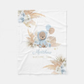 Boho Teddy Bear Baby Dusche Geschenk Boy Blue Bear Fleecedecke (Vorderseite)