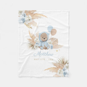 Boho Teddy Bear Baby Dusche Geschenk Boy Blue Bear Fleecedecke