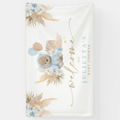 Boho Teddy Bear Baby Shower Boy Blue Bär Willkomme Banner (Vertikal)