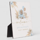 Boho Teddy Bear Baby Shower Boy Blue Bär Willkomme Fotoplatte (Seite)