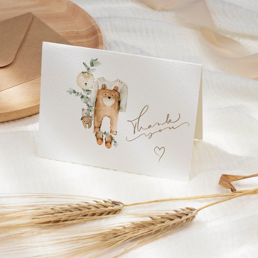 Boho Teddy Bear Baby Shower Dankeskarte