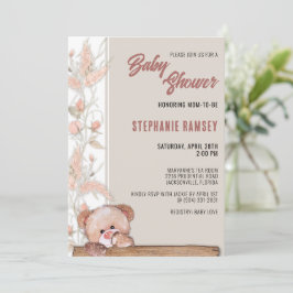 Boho Teddy Bear Baby Shower Einladung