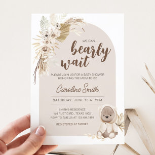Boho Teddy Bear Baby Shower Einladung