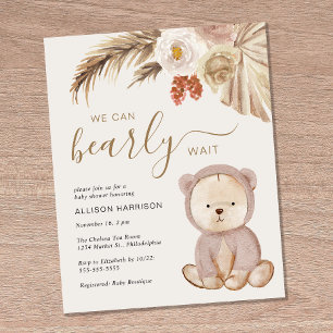 Boho Teddy Bear Baby Shower Einladung