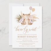 Boho Teddy Bear Baby Shower Einladung (Vorderseite)
