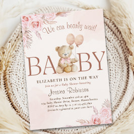 Boho Teddy Bear Baby Shower Girl Einladung