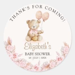 Boho Teddy Bear Baby Shower Girl Runder Aufkleber