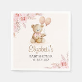 Boho Teddy Bear Baby Shower Girl Serviette (Vorderseite)