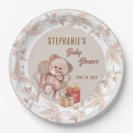 Boho Teddy Bear Baby Shower Pappteller