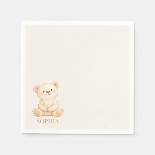 Boho Teddy Bear Baby Shower Serviette (Vorderseite)