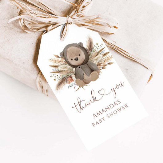 Boho Teddy Bear Baby Shower Vielen Dank Geschenkanhänger