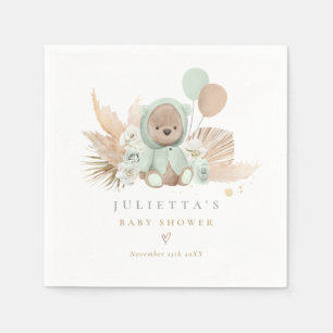 Boho Teddy Bear Babydusche Dekorationen Serviette