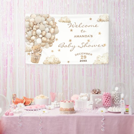 Boho Teddy Bear Balloons Babydusche Willkommen Banner (Party)
