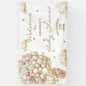 Boho Teddy Bear Balloons Babydusche Willkommen Banner (Vertikal)