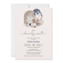 Boho Teddy Bear & Balloons Bearly Wait Baby Dusche