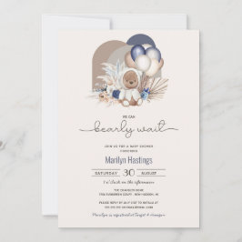 Boho Teddy Bear & Balloons Bearly Wait Baby Dusche Einladung