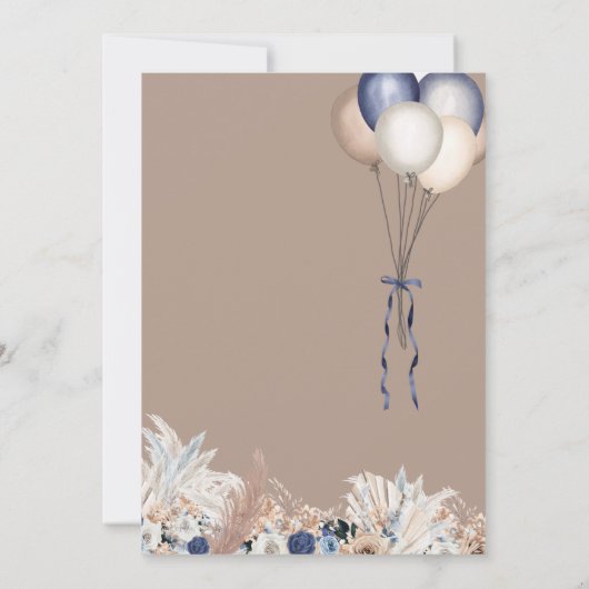 Boho Teddy Bear & Balloons Bearly Wait Baby Dusche Einladung (Rückseite)