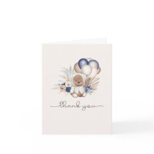 Boho Teddy Bear & Balloons - blau, braun, neutral