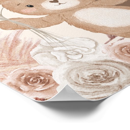 Boho Teddy Bear Bear Bearly Wait Baby Dusche Willk Poster (Ecke)