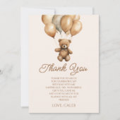 Boho Teddy Bear Beary Erster Geburtstag Party Dankeskarte (Vorderseite)