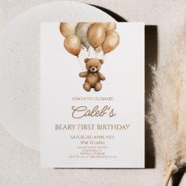 Boho Teddy Bear Beary Erster Geburtstag Party Einladung